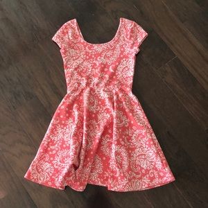 Coral and white spring dress